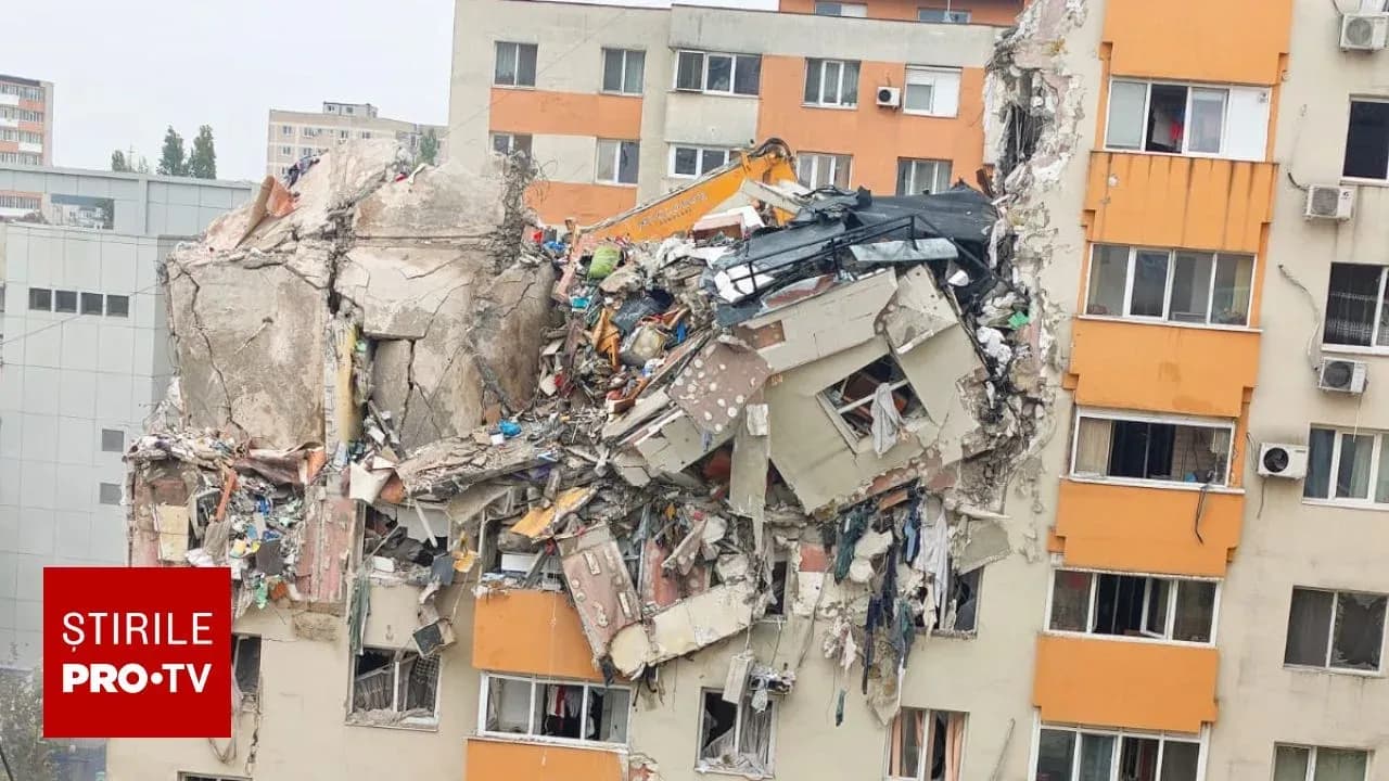 Demolarea parțială a blocului afectat de explozie în Rahova a fost finalizată