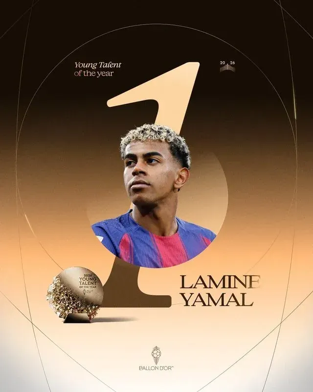 Lamine Yamal a câștigat din nou Trofeul Kopa la gala Balonul de Aur
