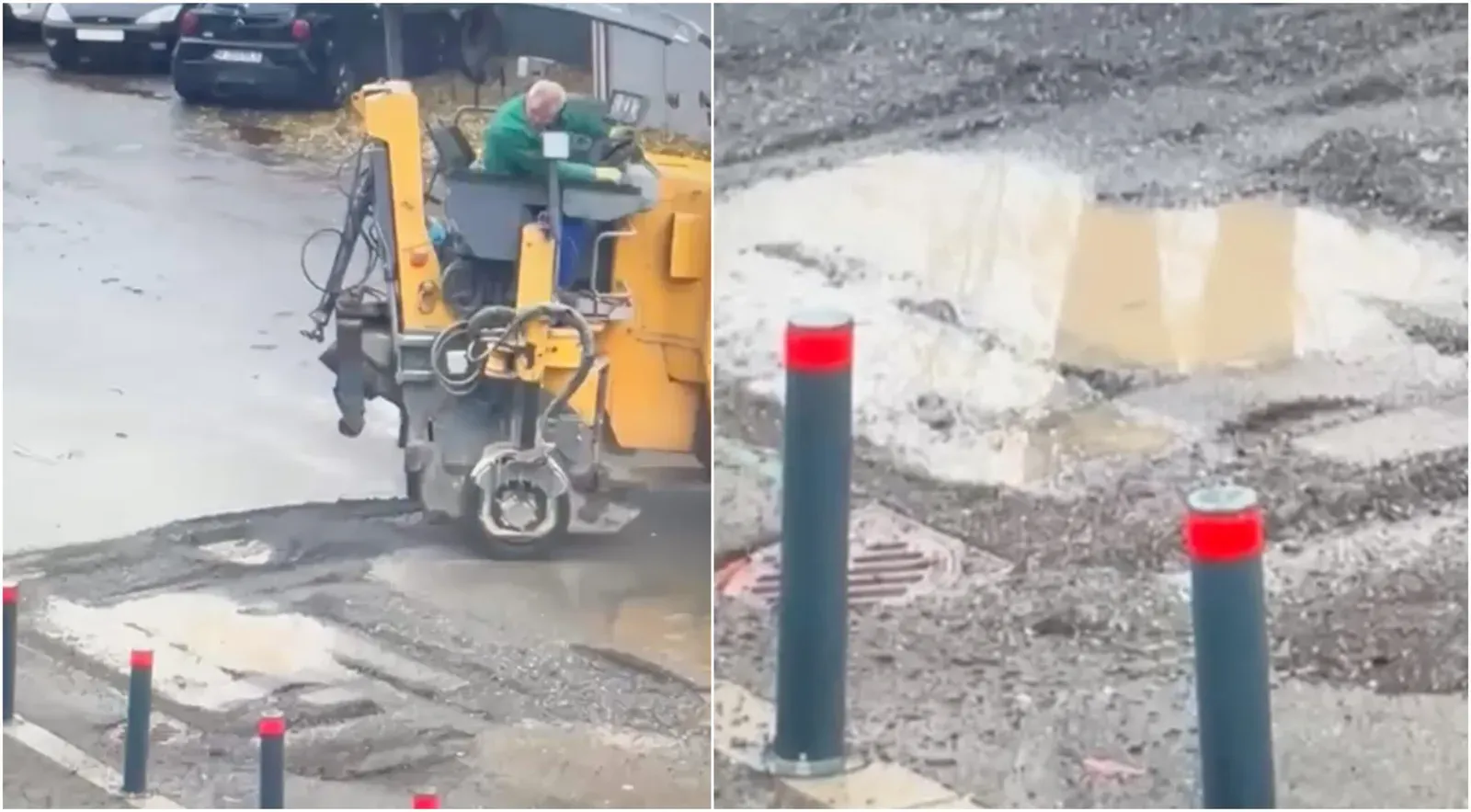 Intervenții la carosabil pe timp de ploaie pe Intrarea Străulești din Sectorul 1